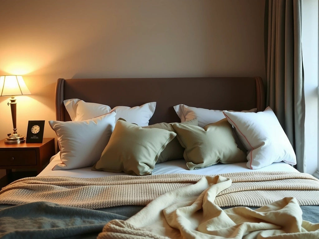 Spokojna scena sypialni z miękkim oświetleniem, symbolizująca regenerujący sen.